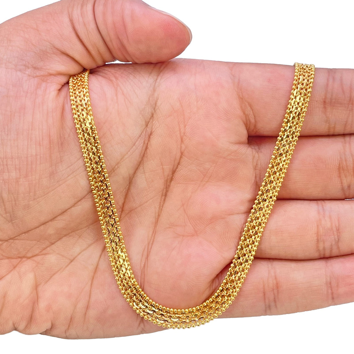 22ct Yellow Gold Flat Link Chain Necklace 20 Inches 5.2mm Width