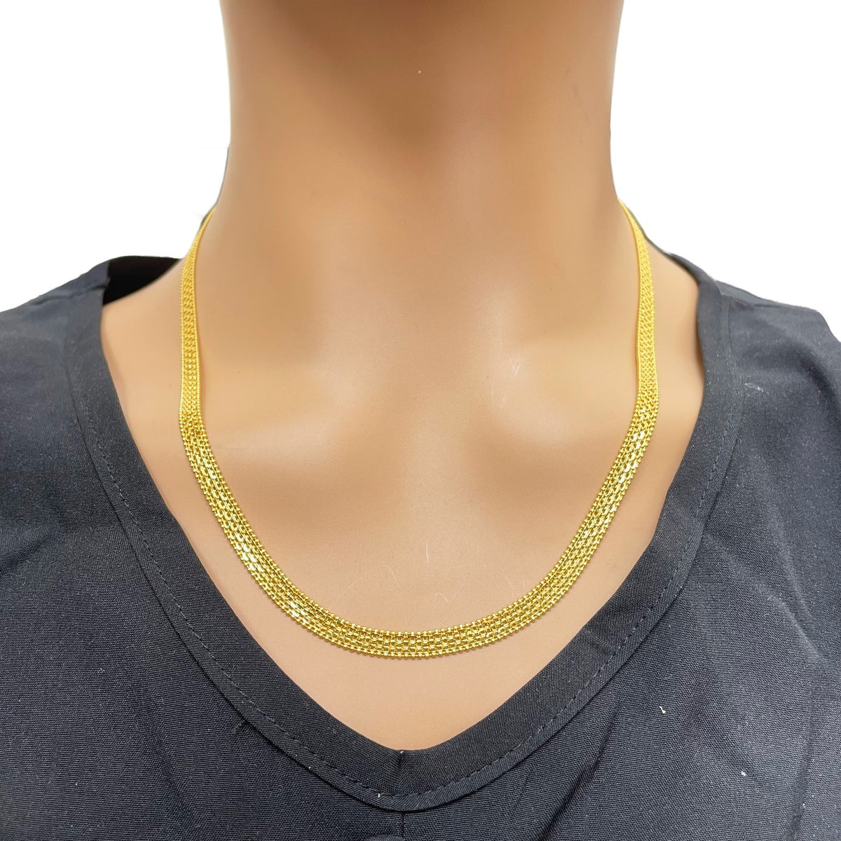 22ct Yellow Gold Flat Link Chain Necklace 20 Inches 5.2mm Width