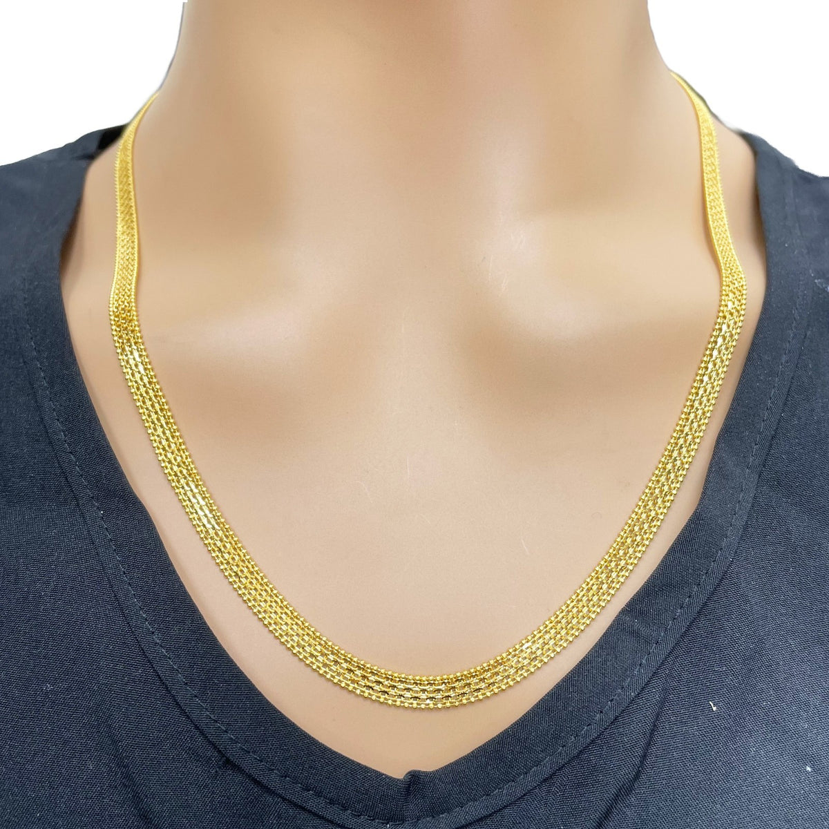 22ct Yellow Gold Flat Link Chain Necklace 22 Inches 5.2mm Width