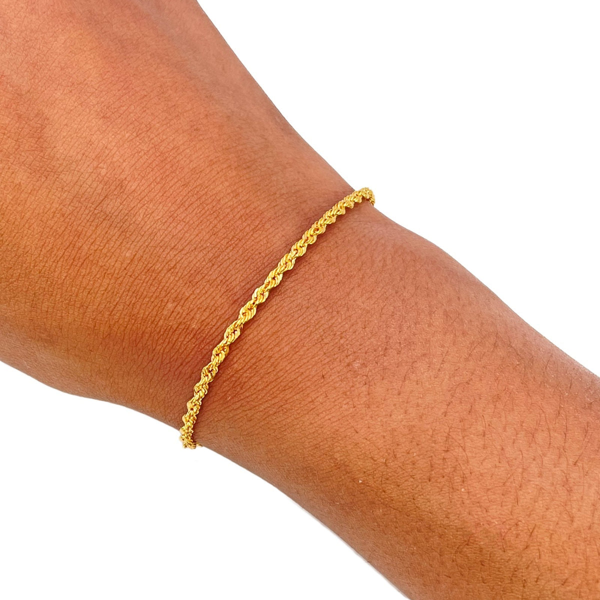 22ct Gold Rope Chain Childrens Bracelet Lightweight 5 Inches 2.2 mm