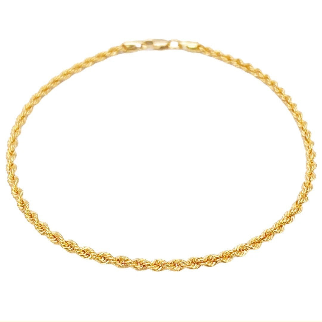 22ct Gold Rope Chain Childrens Bracelet Lightweight 5 Inches 2.2 mm