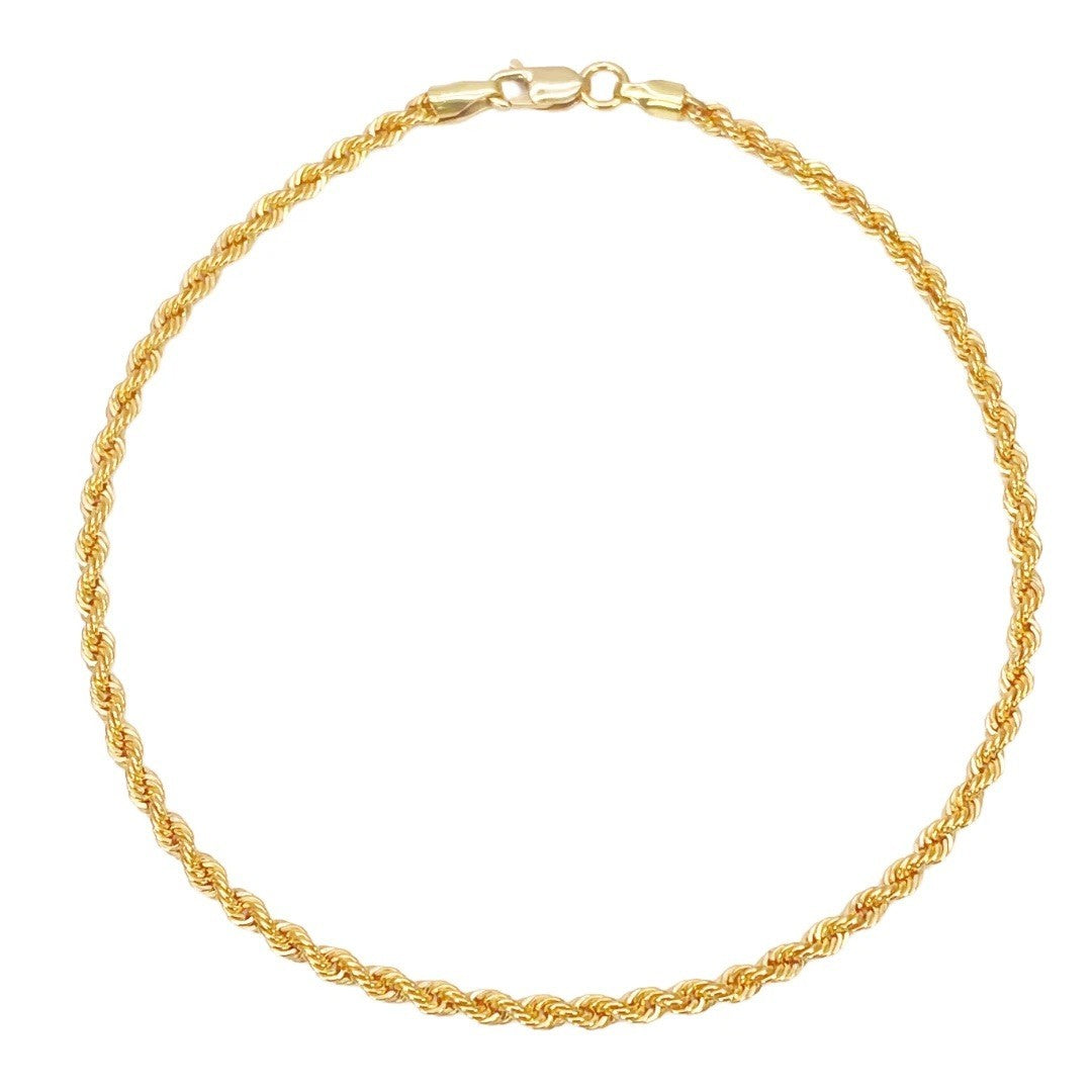 22ct Gold Rope Chain Childrens Bracelet Lightweight 5 Inches 2.2 mm