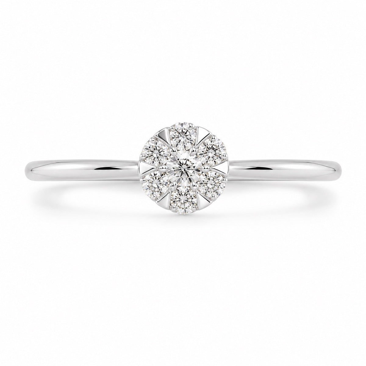 18ct White Gold 0.24ct Natural Diamond Seven Stone Cluster Illusion Ring