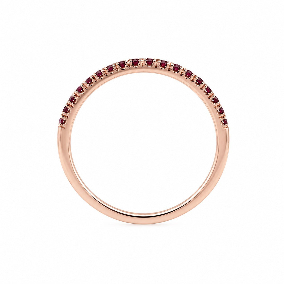 14ct Rose Gold Natural Ruby Wishbone Ring Pave 0.17ct
