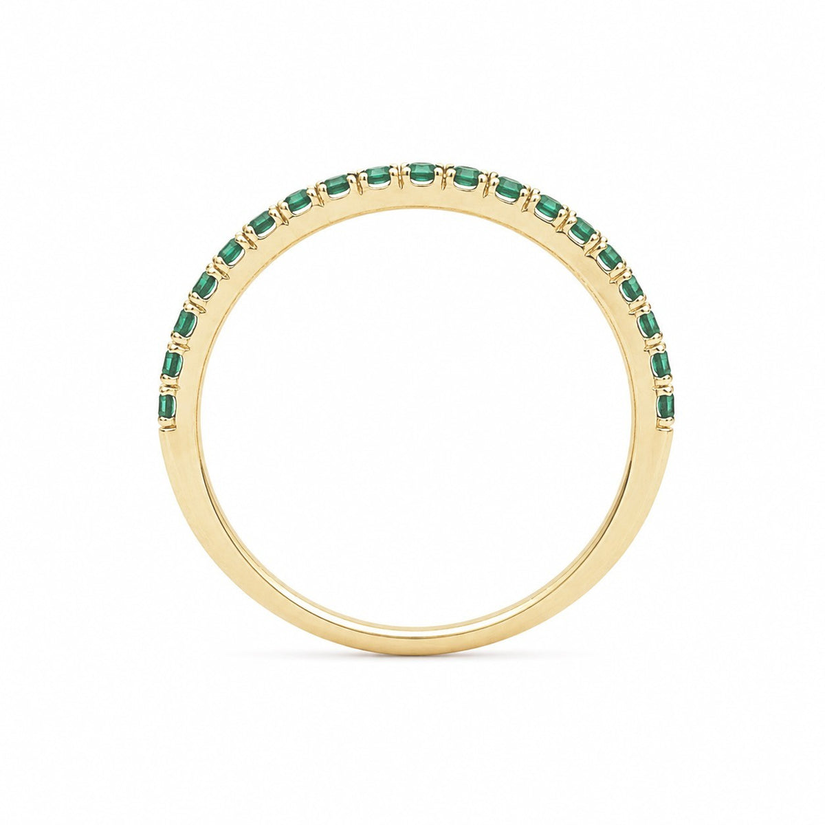 14ct Yellow Gold Natural Emerald Wishbone Ring Pave 0.19ct