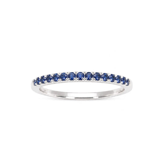 14ct White Gold Natural Sapphire Half Eternity Ring Pave 0.24ct