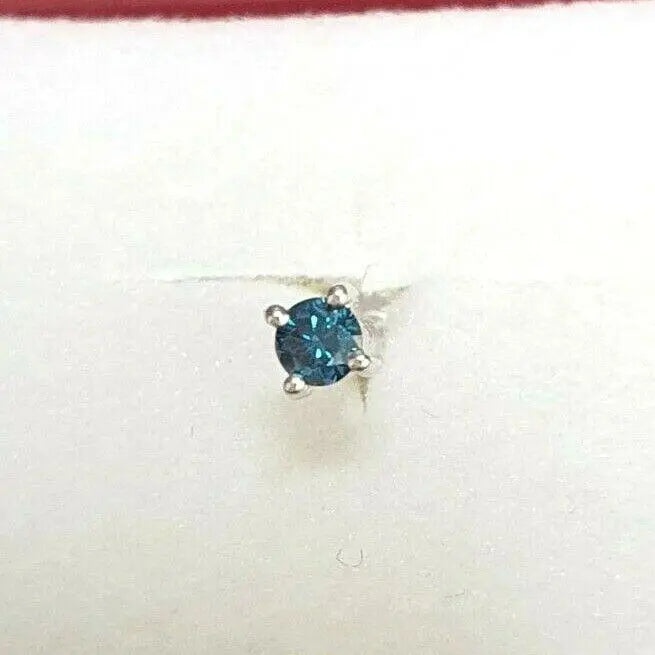 Blue Diamond Nose Stud / Nose Pin White / Rose Gold 18ct 0.08 cts Screw Back  Nose studs