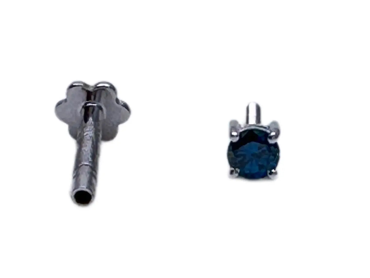Blue Diamond Nose Stud / Nose Pin White / Rose Gold 18ct 0.08 cts Screw Back  Nose studs