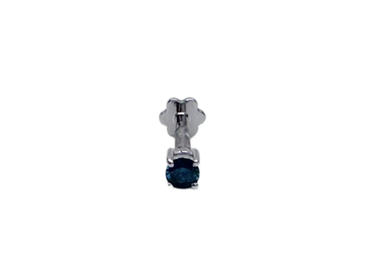 Blue Diamond Nose Stud / Nose Pin White / Rose Gold 18ct 0.08 cts Screw Back  Nose studs