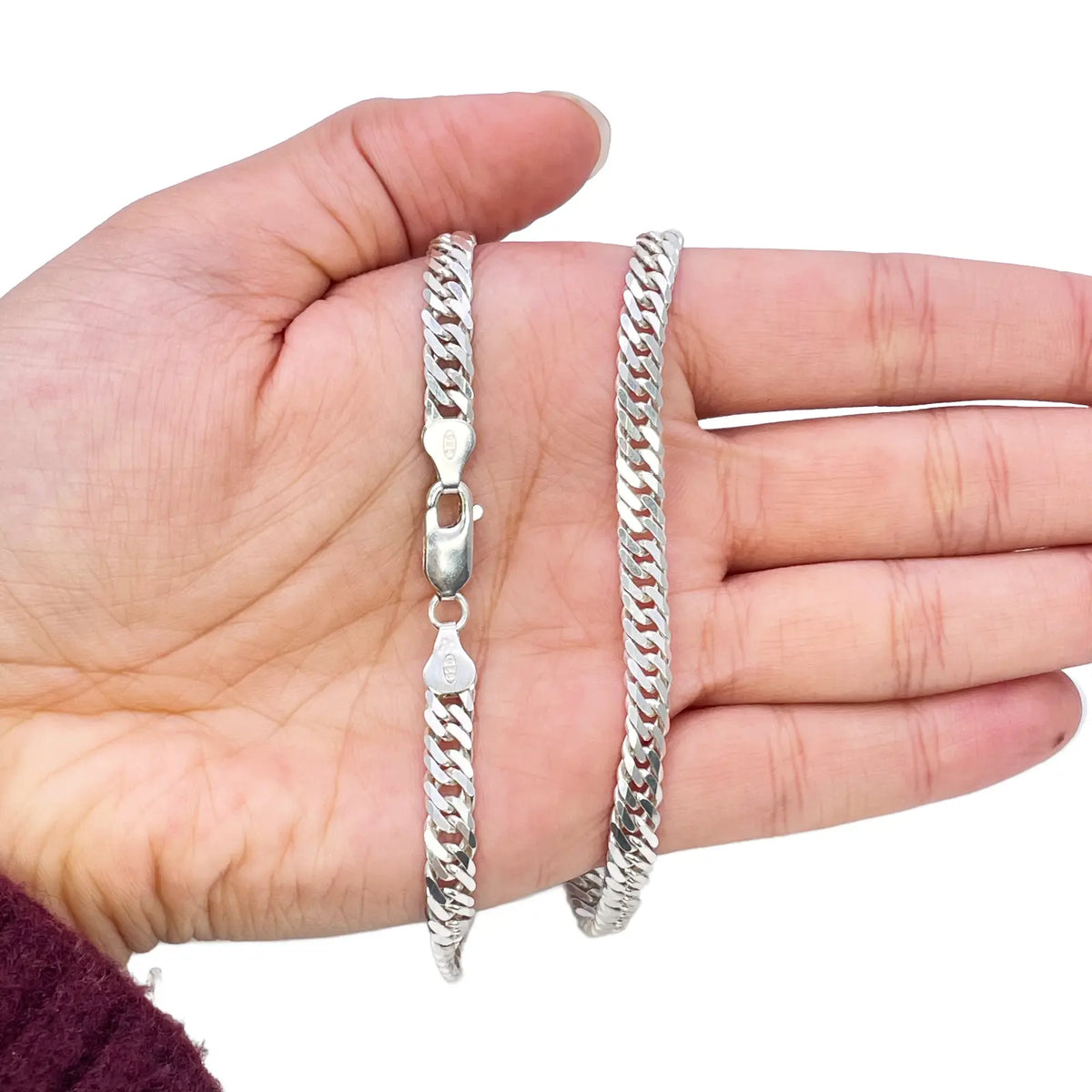 925 Sterling SIlver Curb Chain Necklace 24''inches 5.5mm Width 