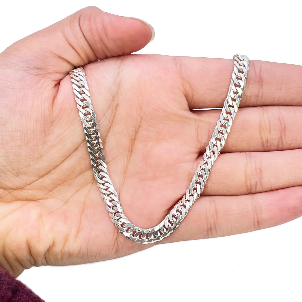 925 Sterling SIlver Curb Chain Necklace 28''inches 6.6mm Width 