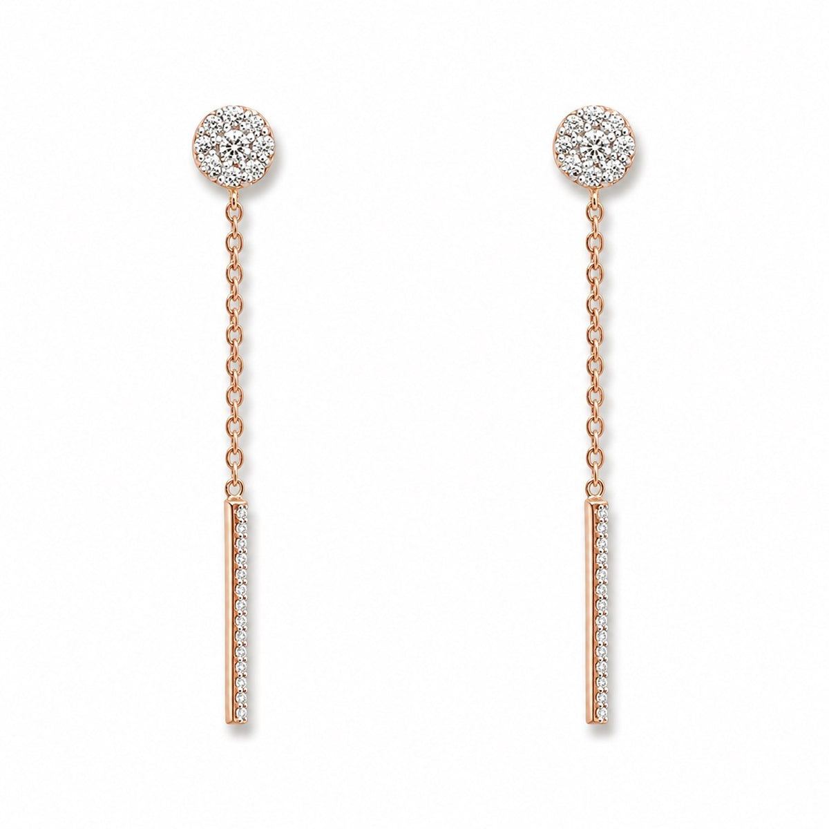18ct Rose Gold Cluster Diamond Drop Earrings 0.70 Carat