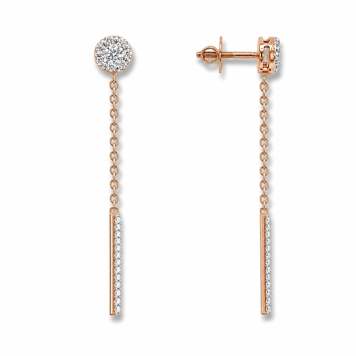 18ct Rose Gold Cluster Diamond Drop Earrings 0.70 Carat