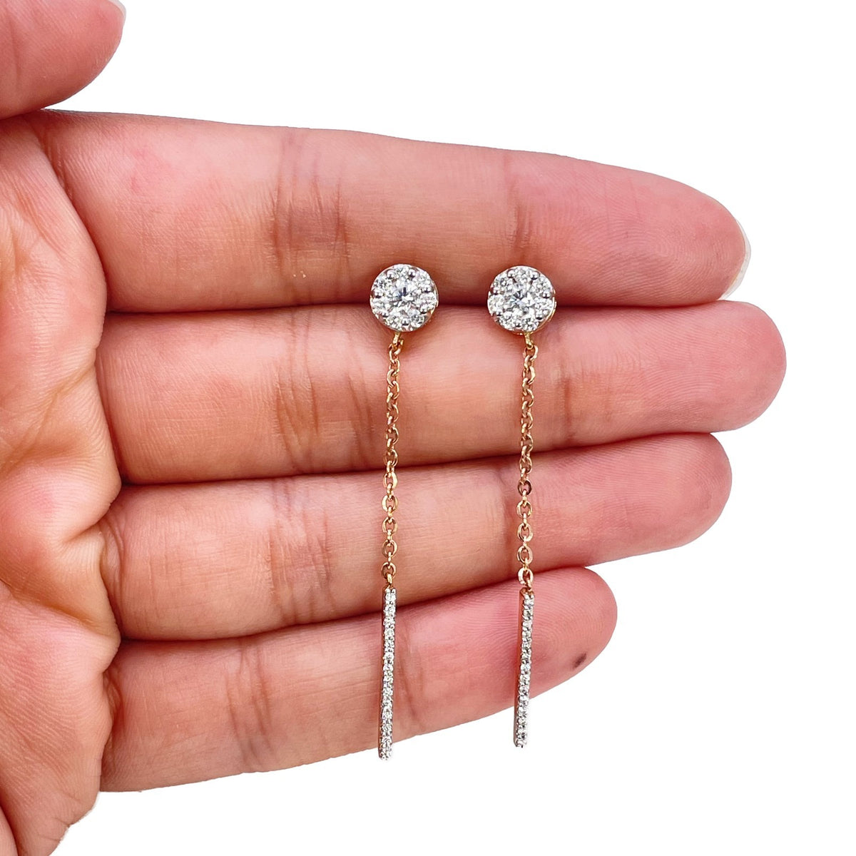 18ct Rose Gold Cluster Diamond Drop Earrings 0.70 Carat