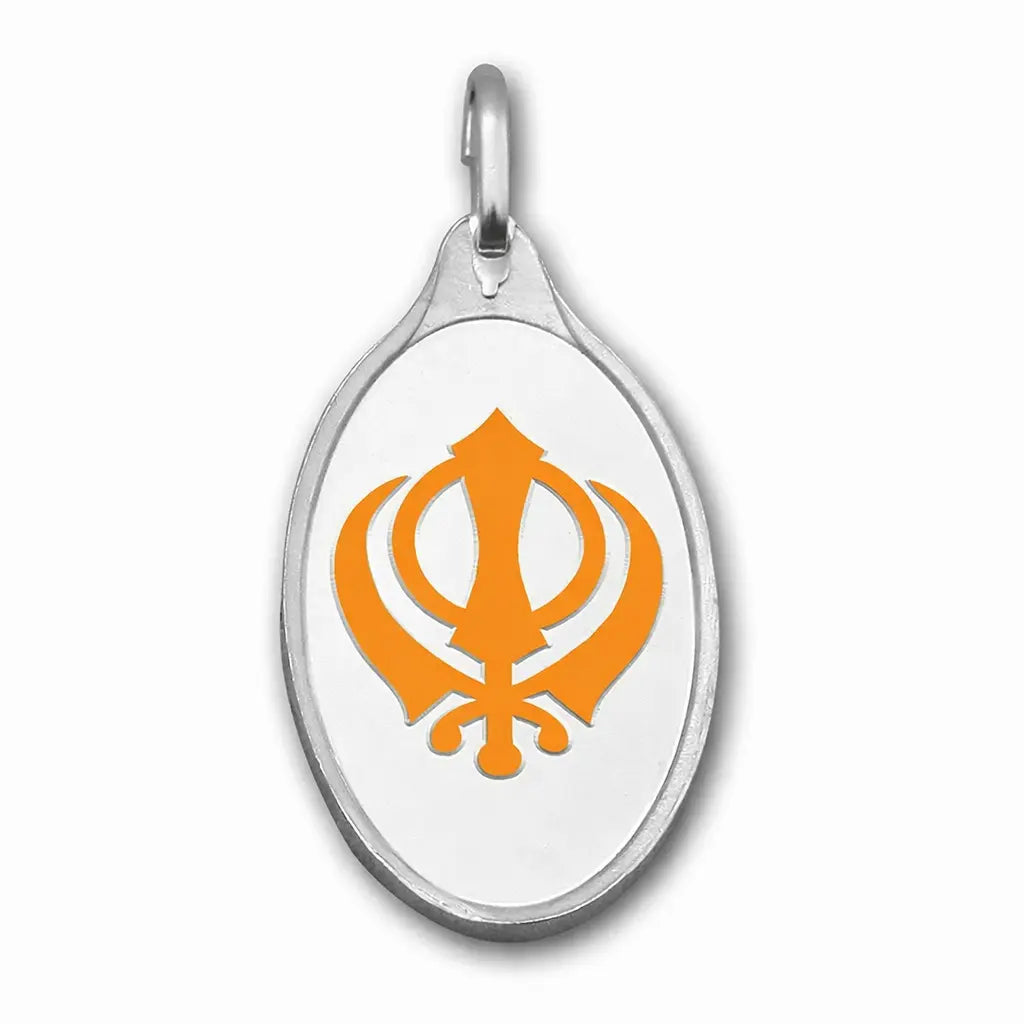 999.9 Pure Silver 5 Grams Coloured Khalsa / Khanda Sikh Pendant Sealed Pack  Gold Pendant