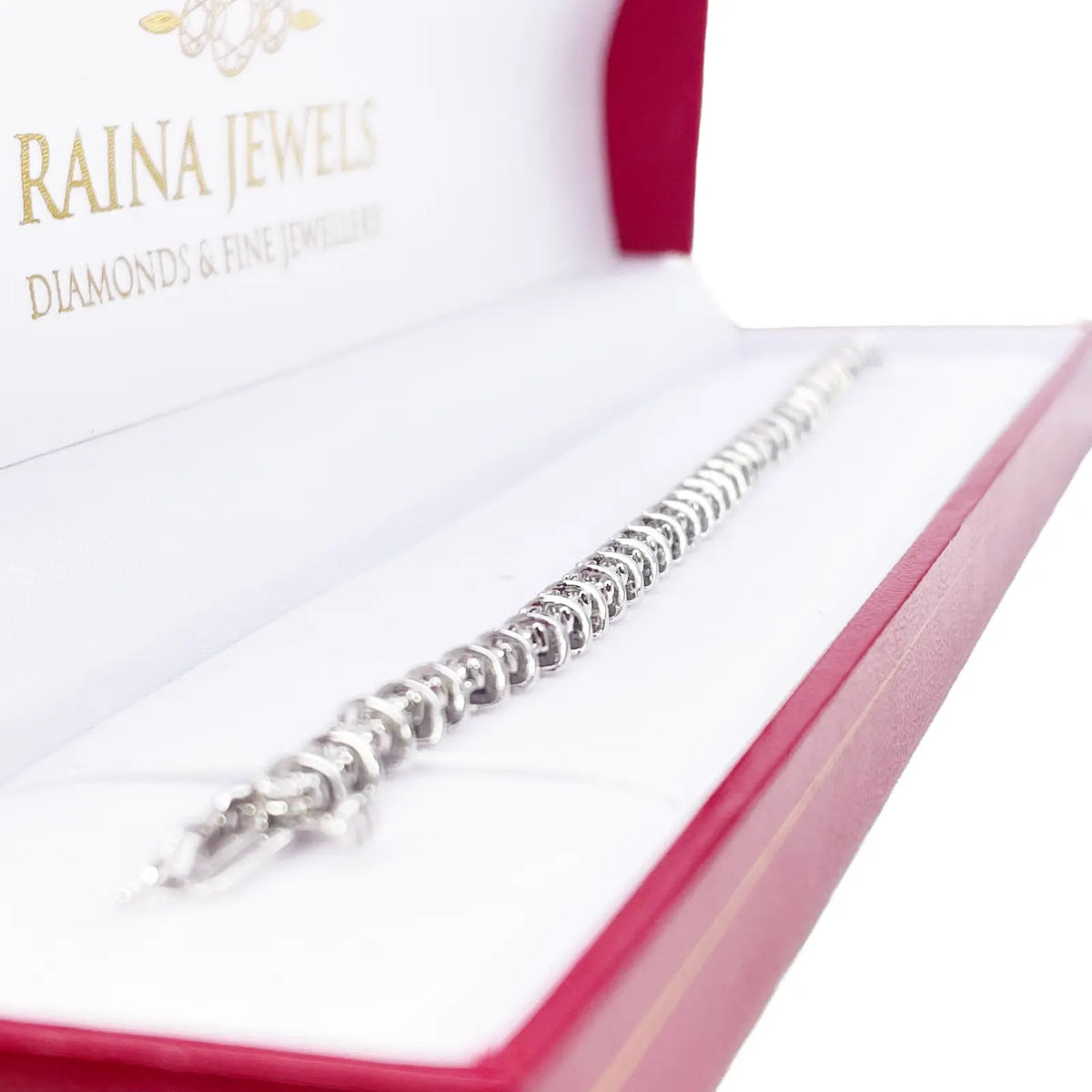 9ct White Gold Diamond Bracelet Illusion Set 0.50ct 6.5 Inches 