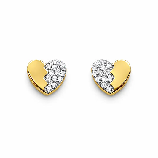 9ct Yellow Gold Natural Diamonds Heart Shaped Earrings Ear Studs 0.16ct  Gold earring