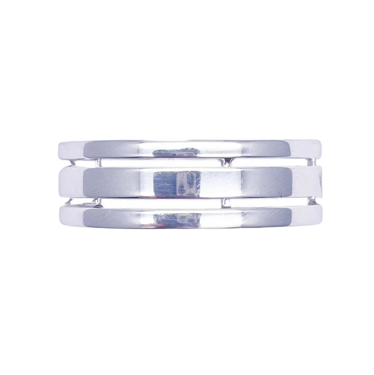 Mens Platinum 7mm Unique Polished 3 Row Cut Out Wedding Band Heavy Weight  Platinum Ring