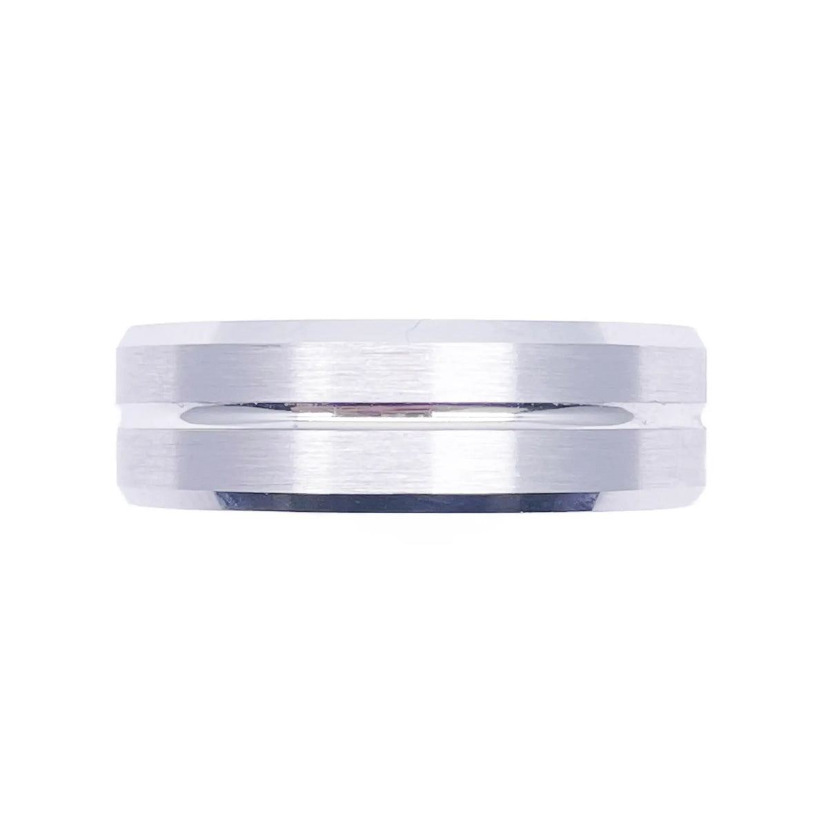 Mens Platinum Wedding Band 7mm Matt with Centre Groove & Bevelled Edges Heavy Weight  Platinum Ring