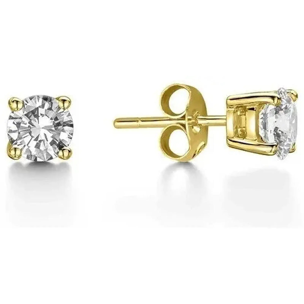 Natural Round Diamond Solitaire 4-Claw 1.00ct Pair Stud Earrings GIA Certified  Diamond earring