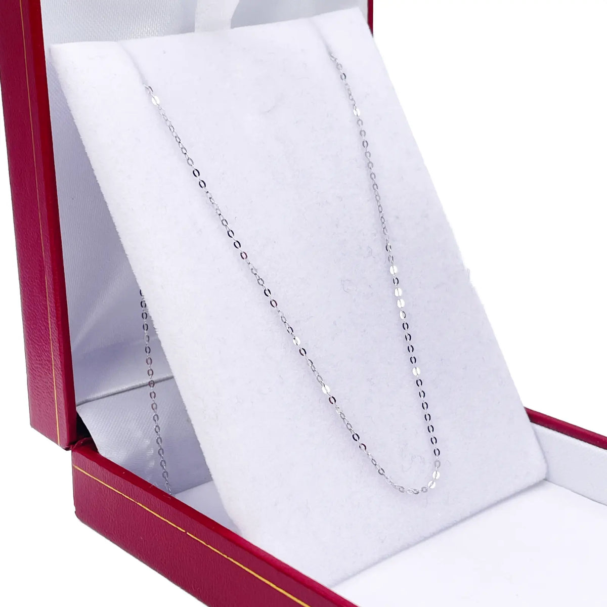 Platinum Cable Trace Link Chain Necklace 16 Inches 0.9mm Width 