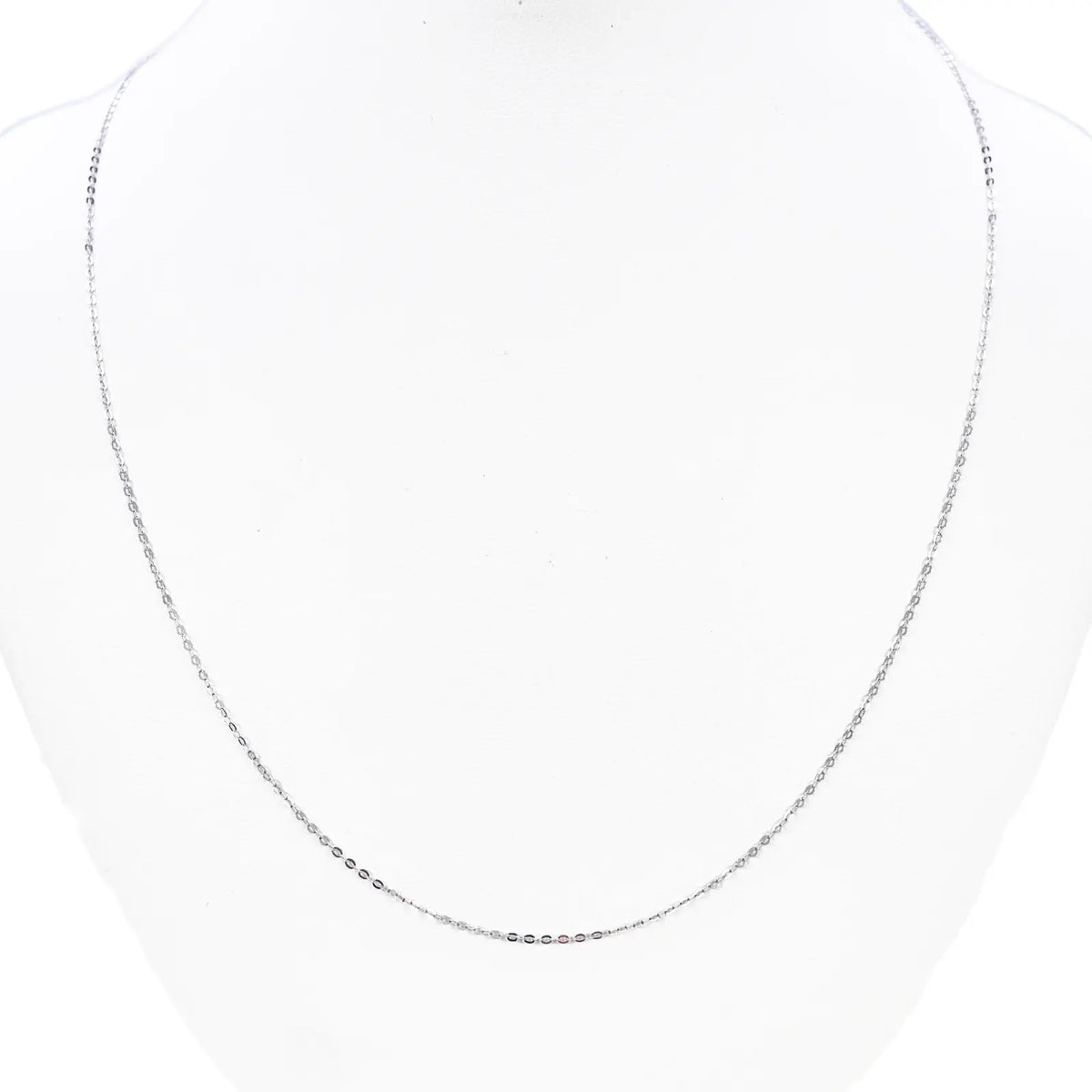Platinum Cable Trace Link Chain Necklace 16 Inches 0.9mm Width 