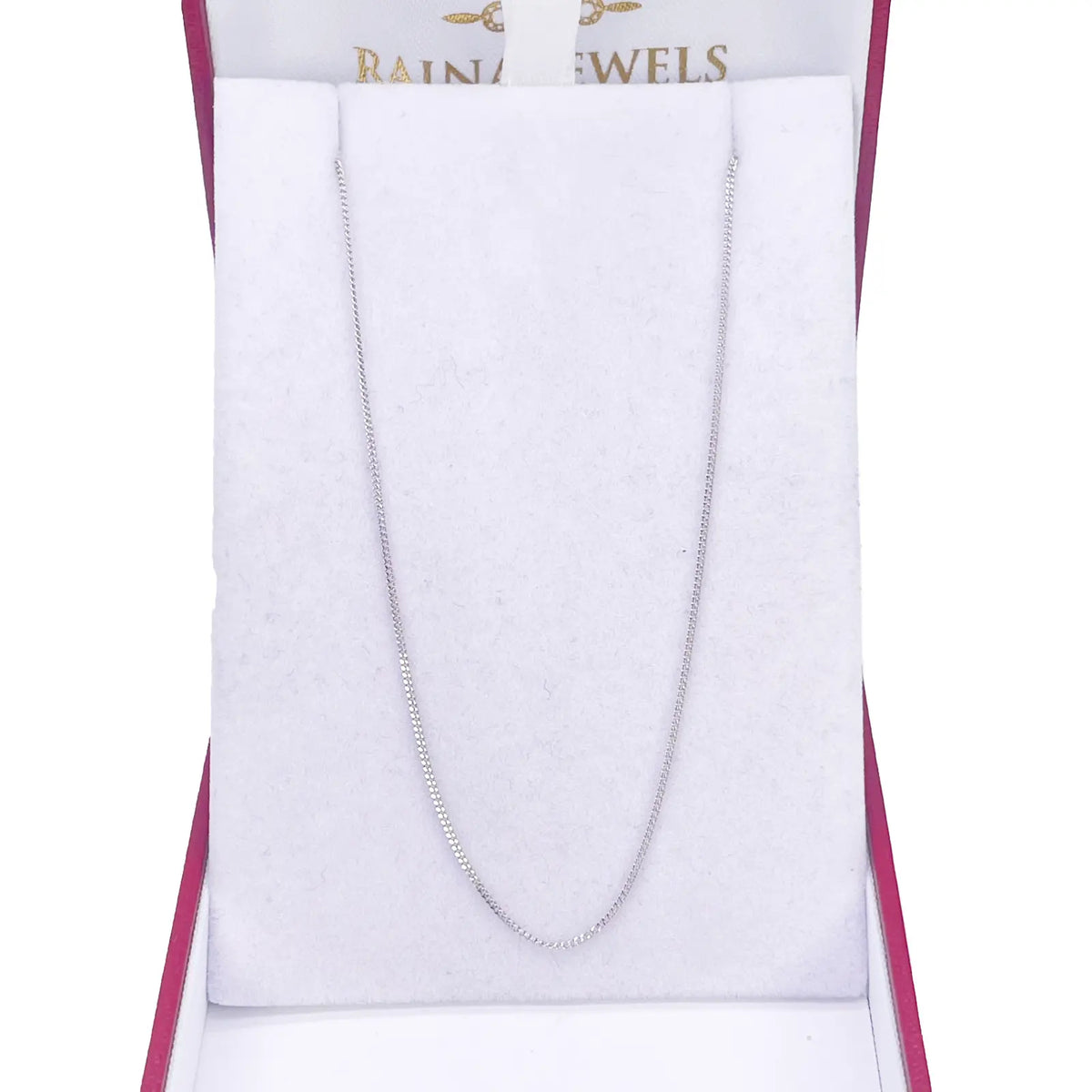 Platinum Curb Chain Necklace 18 Inches 0.8mm Width 