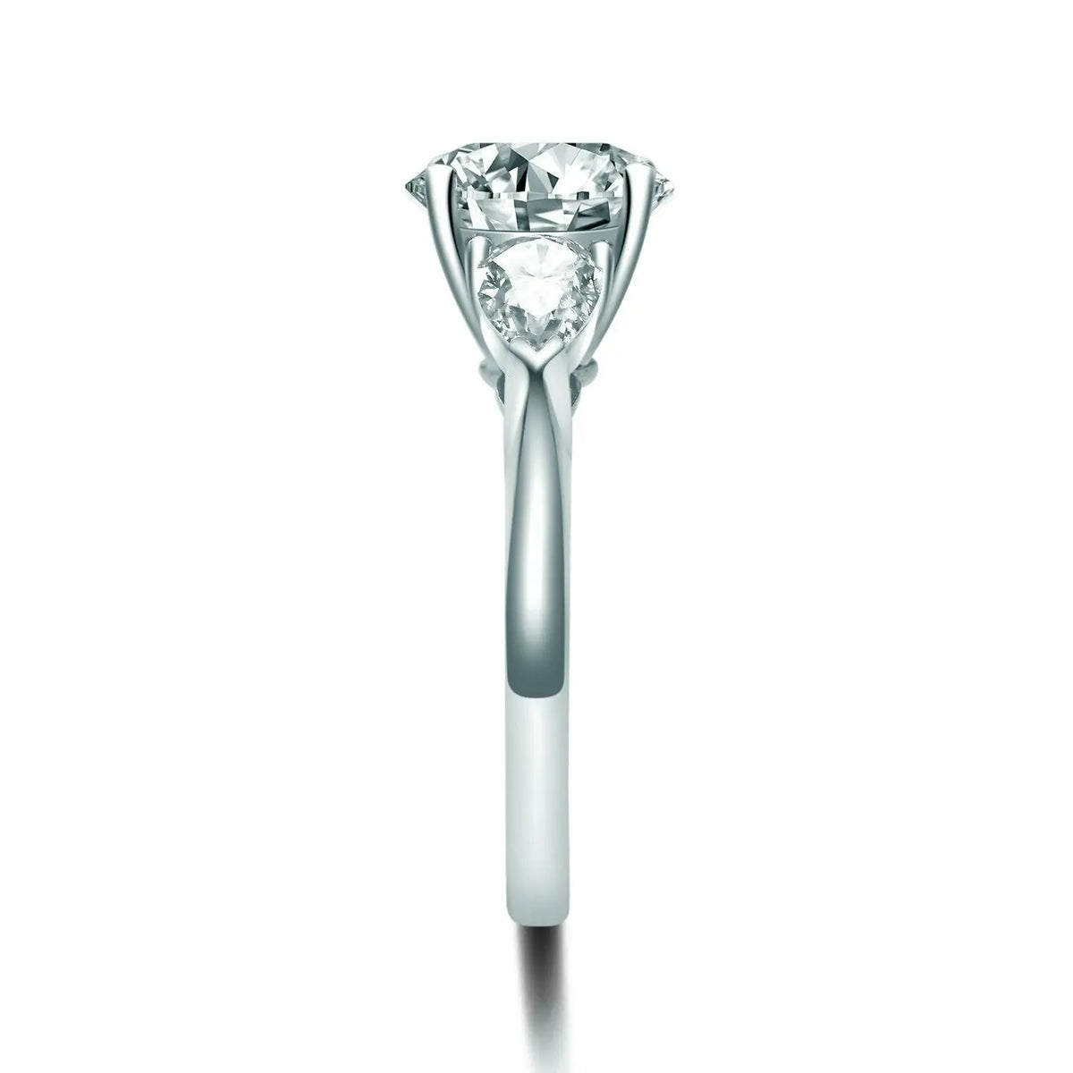 Platinum Round & Pear Natural Diamond Claw Set Trilogy Ring 0.95ct GIA Certified  Diamond Ring
