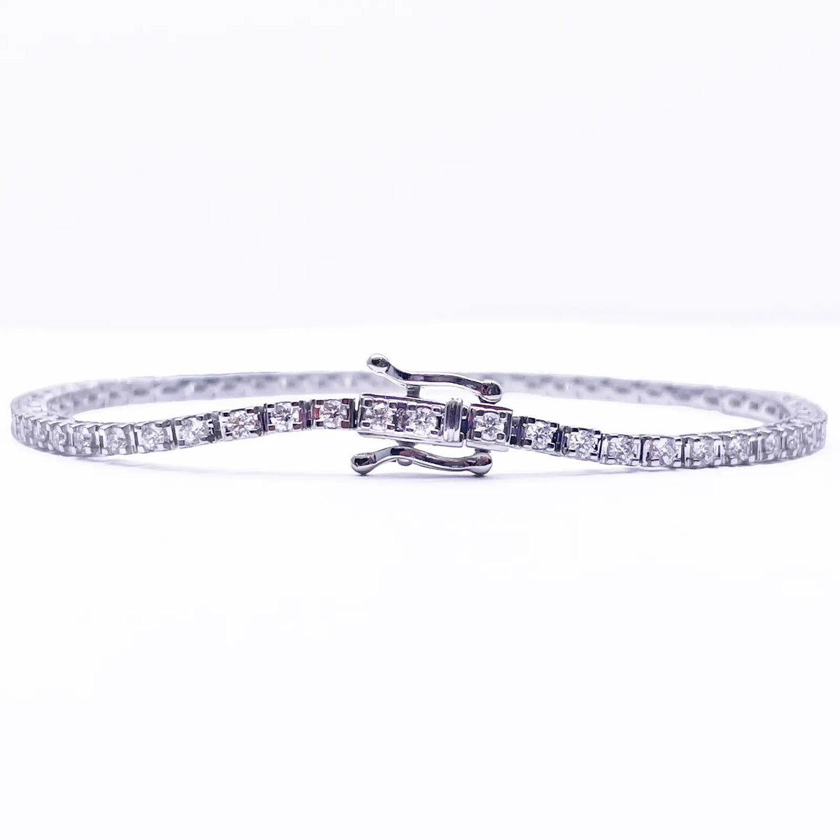 14ct White Gold Natural Diamond Tennis Bracelet 4 claw 2.00ct 7''inches  Diamond Bracelets