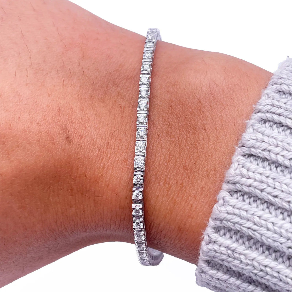 14ct White Gold Natural Diamond Tennis Bracelet 4 claw 2.00ct 7''inches  Diamond Bracelets