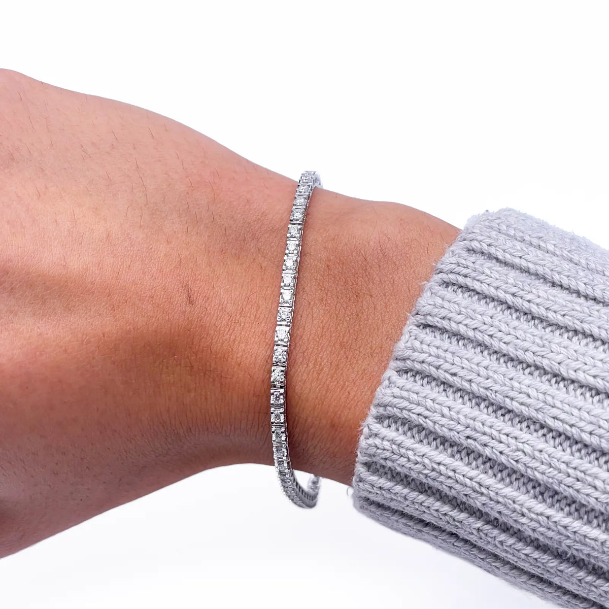 14ct White Gold Natural Diamond Tennis Bracelet 4 claw 2.00ct 7''inches  Diamond Bracelets