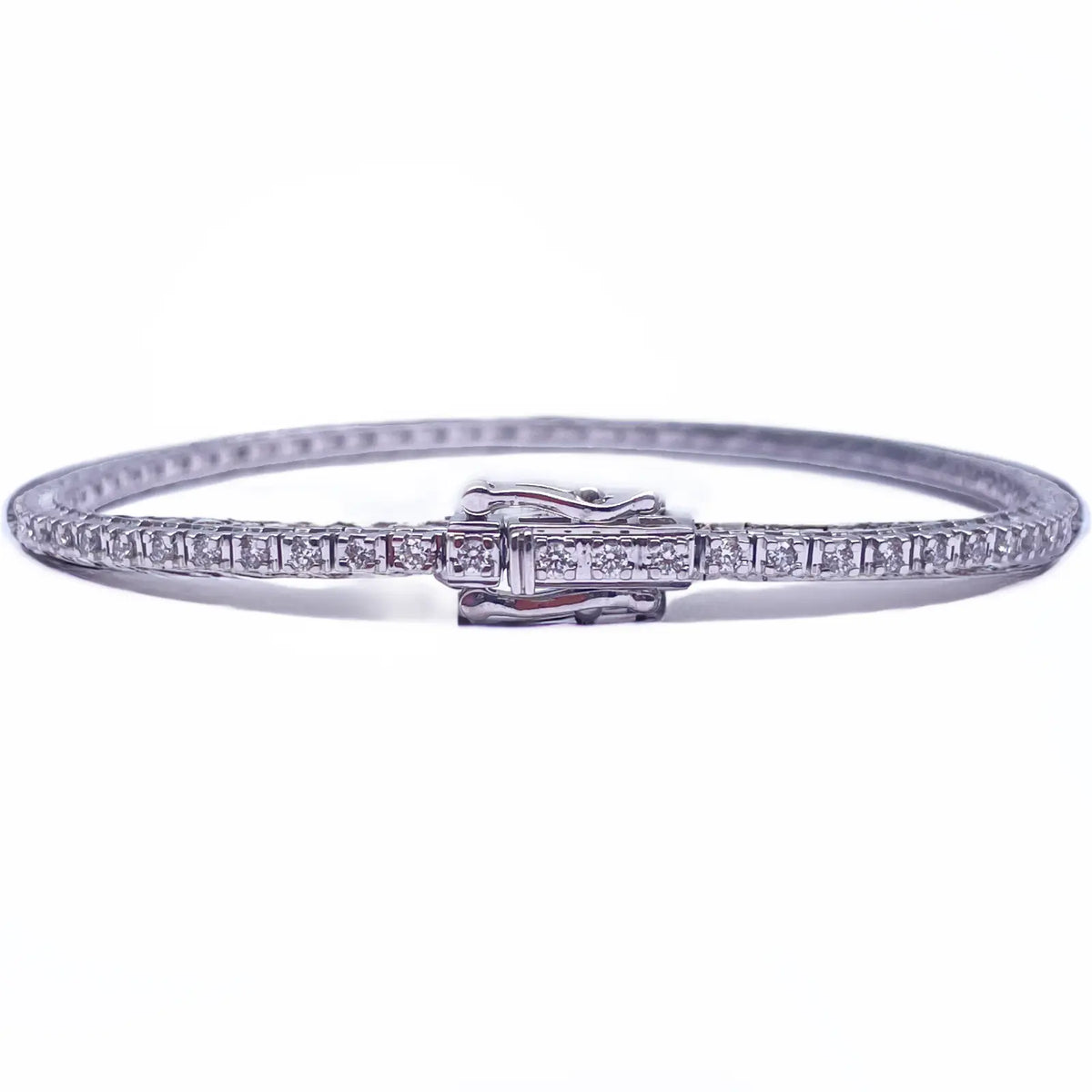 14ct White Gold Natural Diamond Tennis Bracelet 4claw 1.00ct 7''inches  Diamond Bracelets