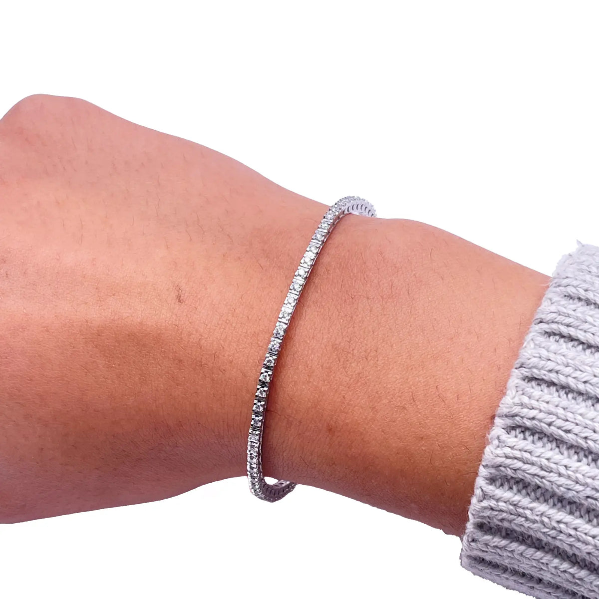 14ct White Gold Natural Diamond Tennis Bracelet 4claw 1.00ct 7''inches  Diamond Bracelets