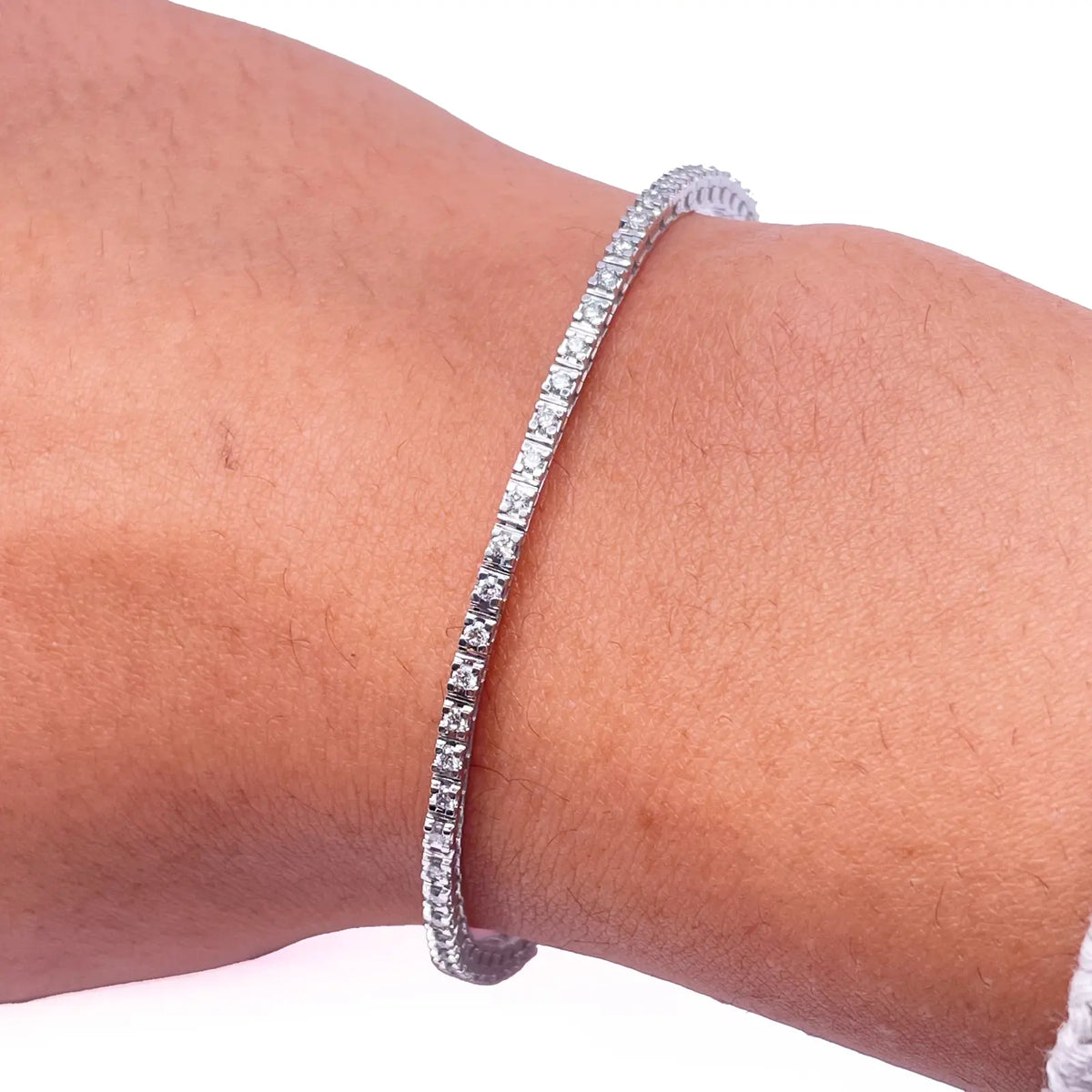 14ct White Gold Natural Diamond Tennis Bracelet 4claw 1.00ct 7''inches  Diamond Bracelets