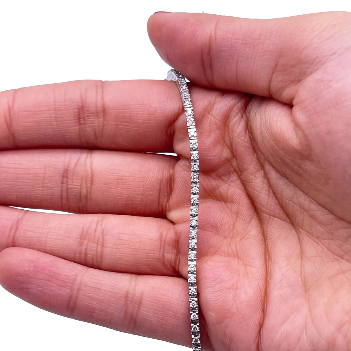 14ct White Gold Natural Diamond Tennis Bracelet 4claw 1.00ct 7''inches  Diamond Bracelets