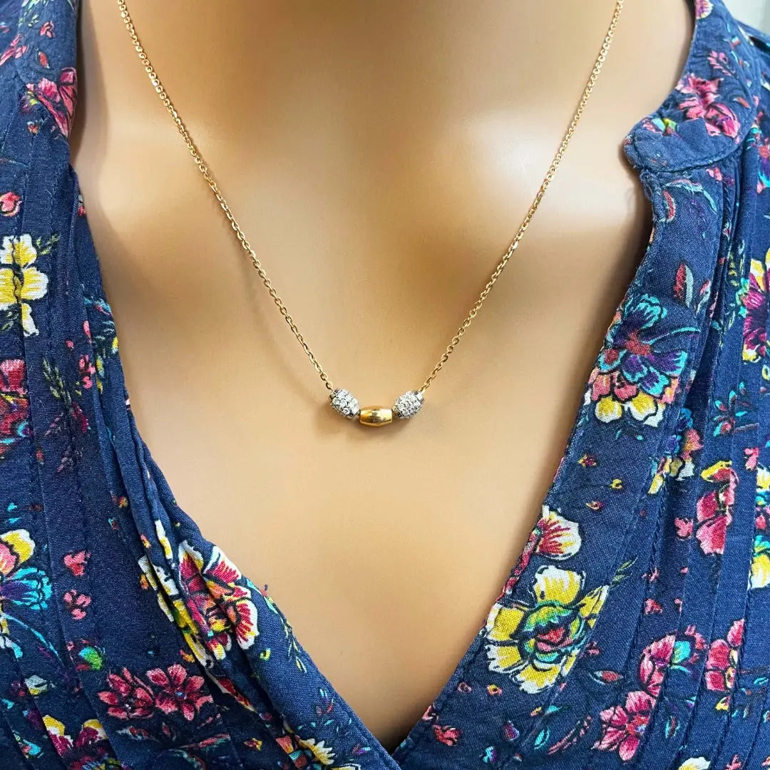 18Carat Rose Gold Diamond Fancy Chain Necklace 0.38 Carats  H/SI 18'' inches 