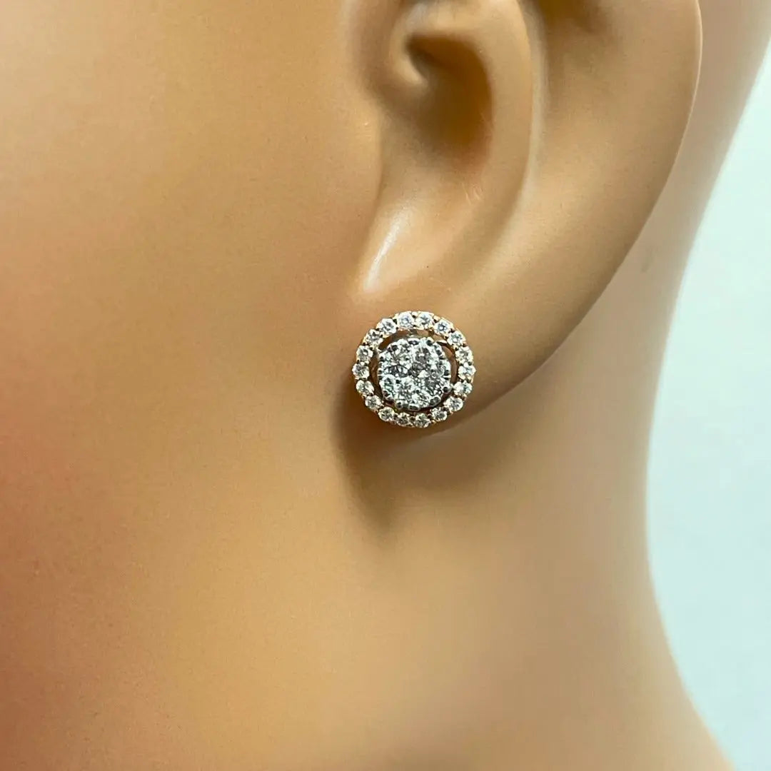 18Carat Rose Gold & Diamond Halo Pair of Studs Earrings With 0.92 Carat Diamonds  Earrings, Stud Earrings, Rose Gold Earrings, Diamond Earrings, Fine Jewellery, Jewellery Gift, Luxury, Anniversary Gift, SparklinG