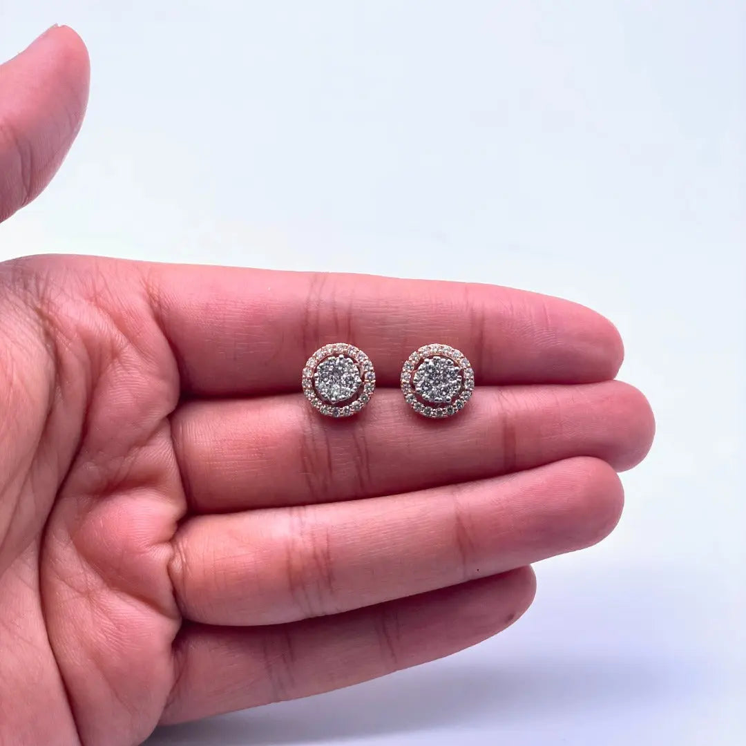 18Carat Rose Gold & Diamond Halo Pair of Studs Earrings With 0.92 Carat Diamonds  Earrings, Stud Earrings, Rose Gold Earrings, Diamond Earrings, Fine Jewellery, Jewellery Gift, Luxury, Anniversary Gift, SparklinG