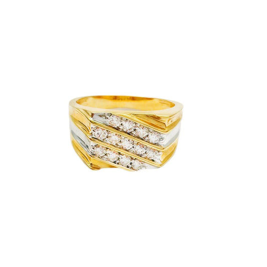 18K Yellow Gold 13 Stone Fancy Mens ring with Round Diamond  0.50cts G/SI 