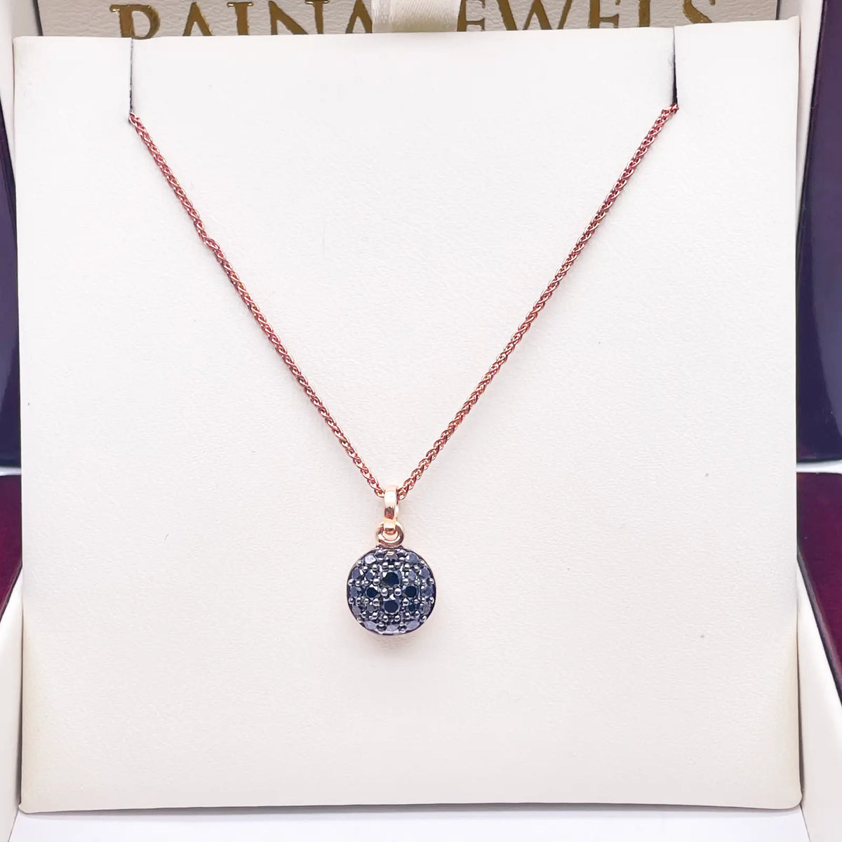 18ct Rose Gold & Natural Black Diamond Cluster Pendant 0.42cts with Chain 