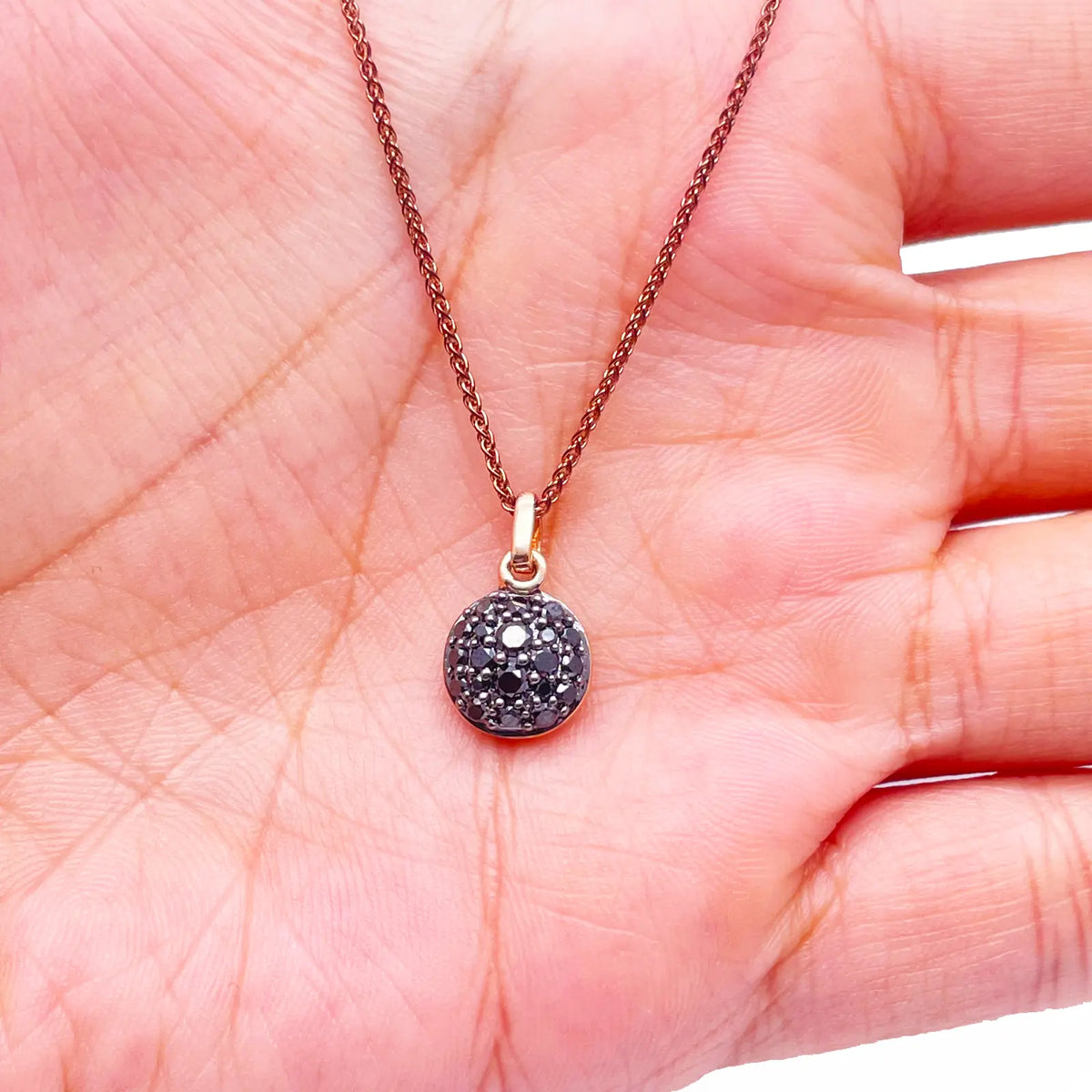 18ct Rose Gold & Natural Black Diamond Cluster Pendant 0.42cts with Chain 