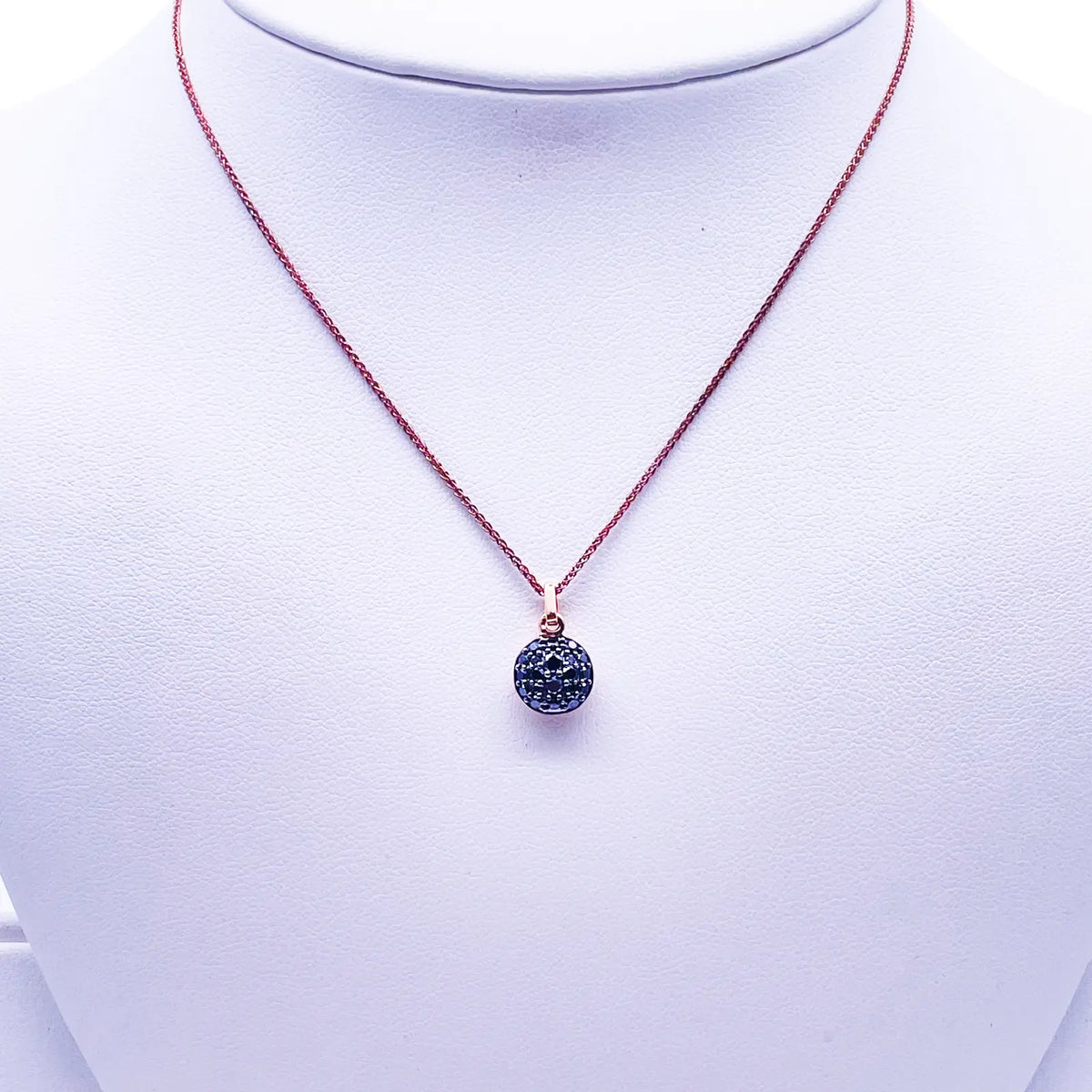 18ct Rose Gold & Natural Black Diamond Cluster Pendant 0.42cts with Chain 