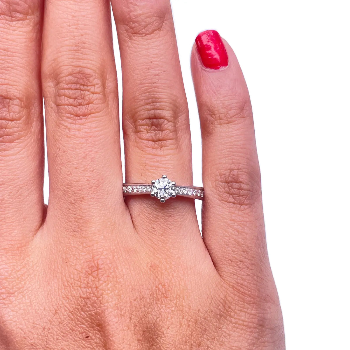 18ct White Gold 6-Claw Solitaire Natural Diamond  Engagement Ring 0.70ct 