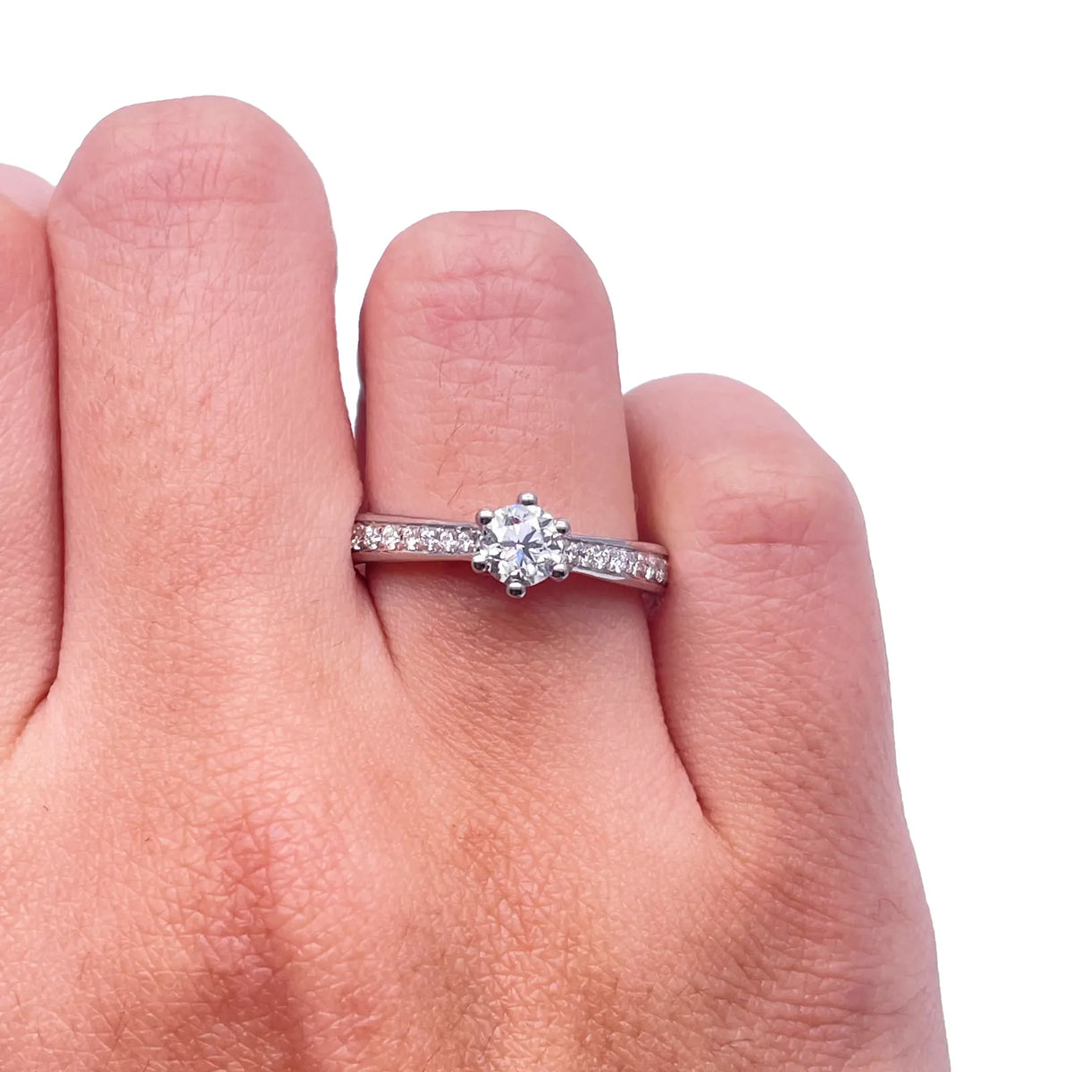 18ct White Gold 6-Claw Solitaire Natural Diamond  Engagement Ring 0.70ct 
