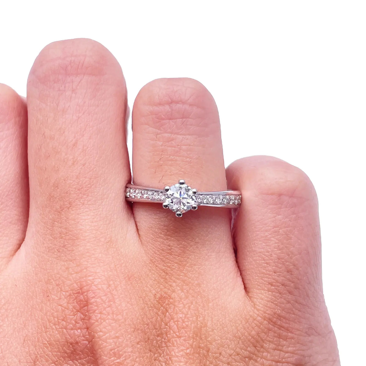 18ct White Gold 6-Claw Solitaire Natural Diamond  Engagement Ring 0.70ct 