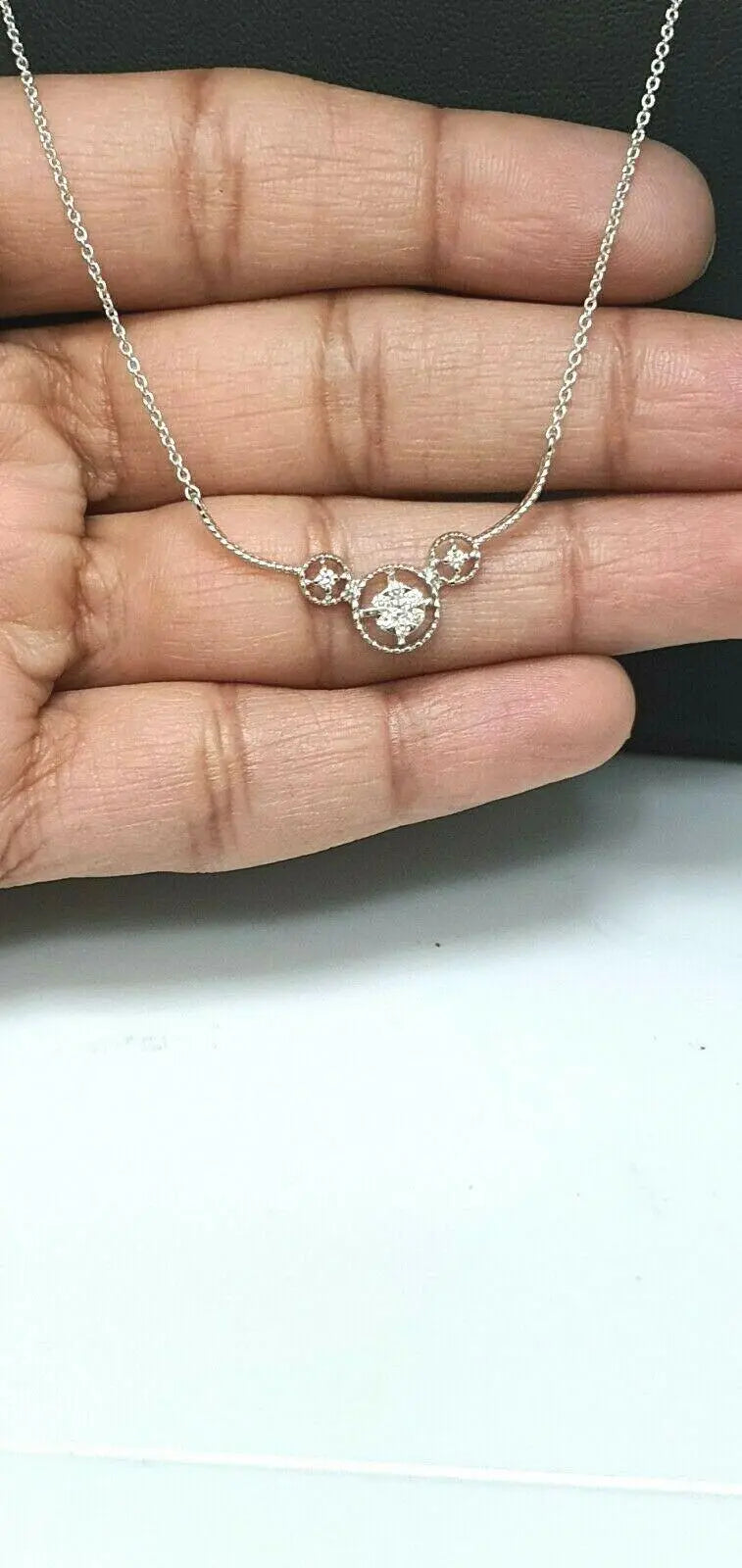 18ct White Gold Diamond  Chain Necklace 0.15cts 