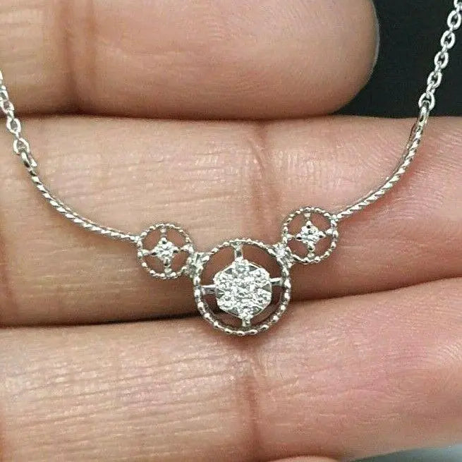 18ct White Gold Diamond  Chain Necklace 0.15cts 