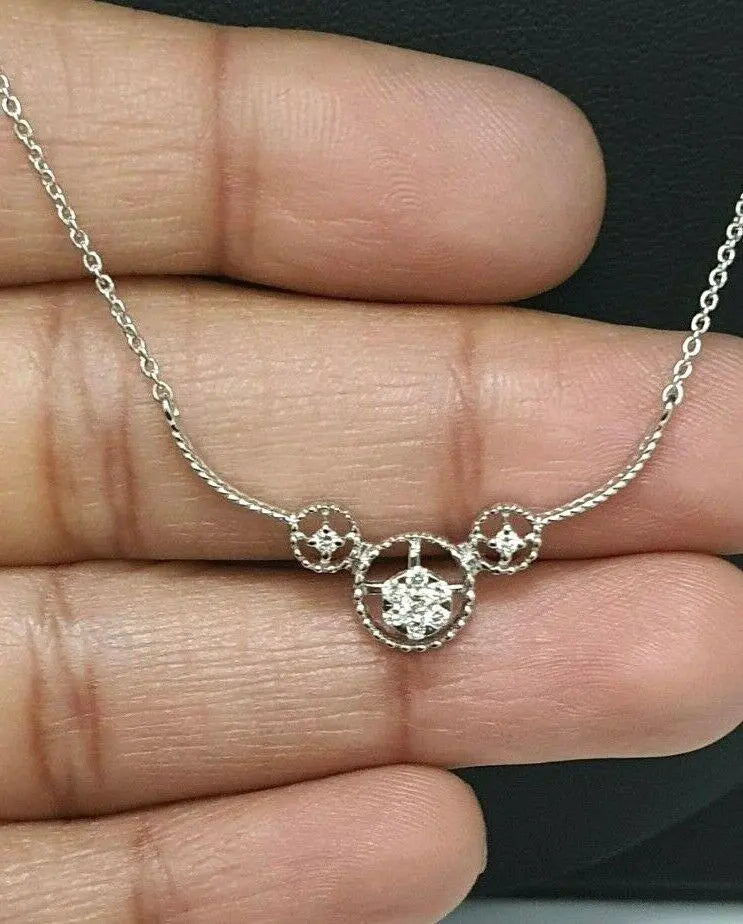 18ct White Gold Diamond  Chain Necklace 0.15cts 