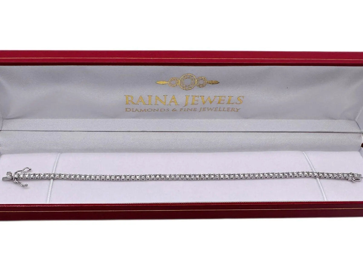 18ct White Gold Diamond Tennis Bracelet 4claw 3.7ct  Diamond Bracelets