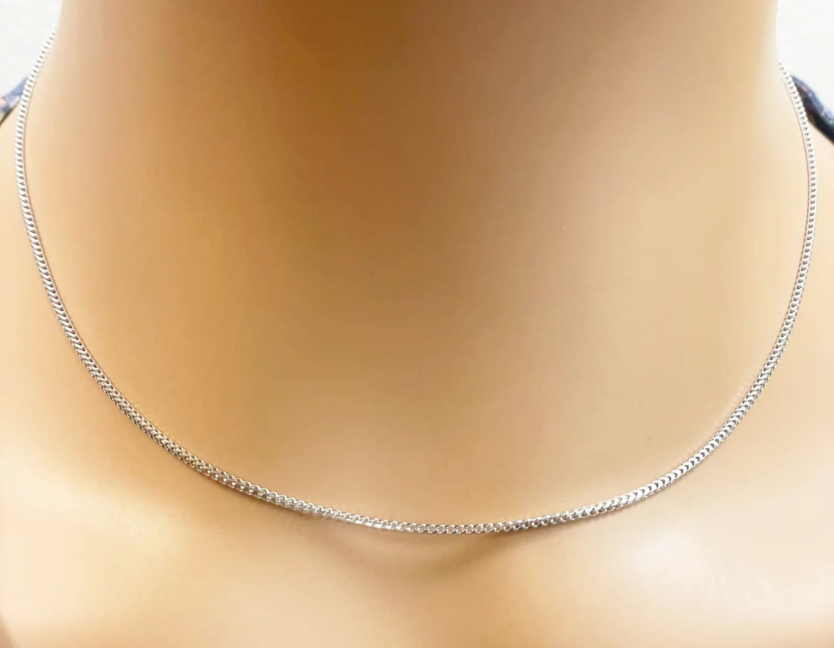 18ct White Gold Franco Necklace 16''inch 